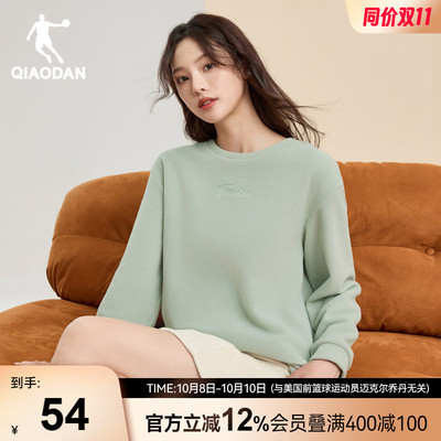 乔丹运动卫衣女圆领加绒保暖