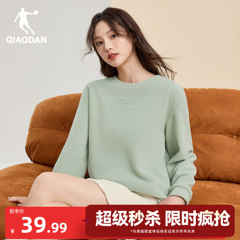 乔丹运动卫衣女2025年秋季新款加绒保暖上衣圆领时尚舒适套头衫女