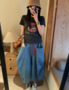 新款 宽松休闲薄款 2025夏季 韩版 廓形牛仔阔腿裤 女松紧腰抽绳灯笼裤