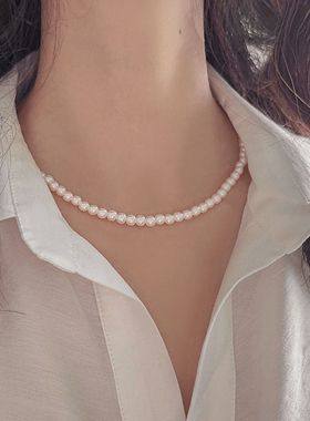 高级感法式复古珍珠项链气质简约