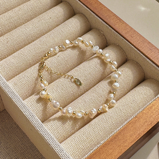 高级感巴洛克淡水珍珠手链法式优雅小米粒手串简约气质手饰品2025