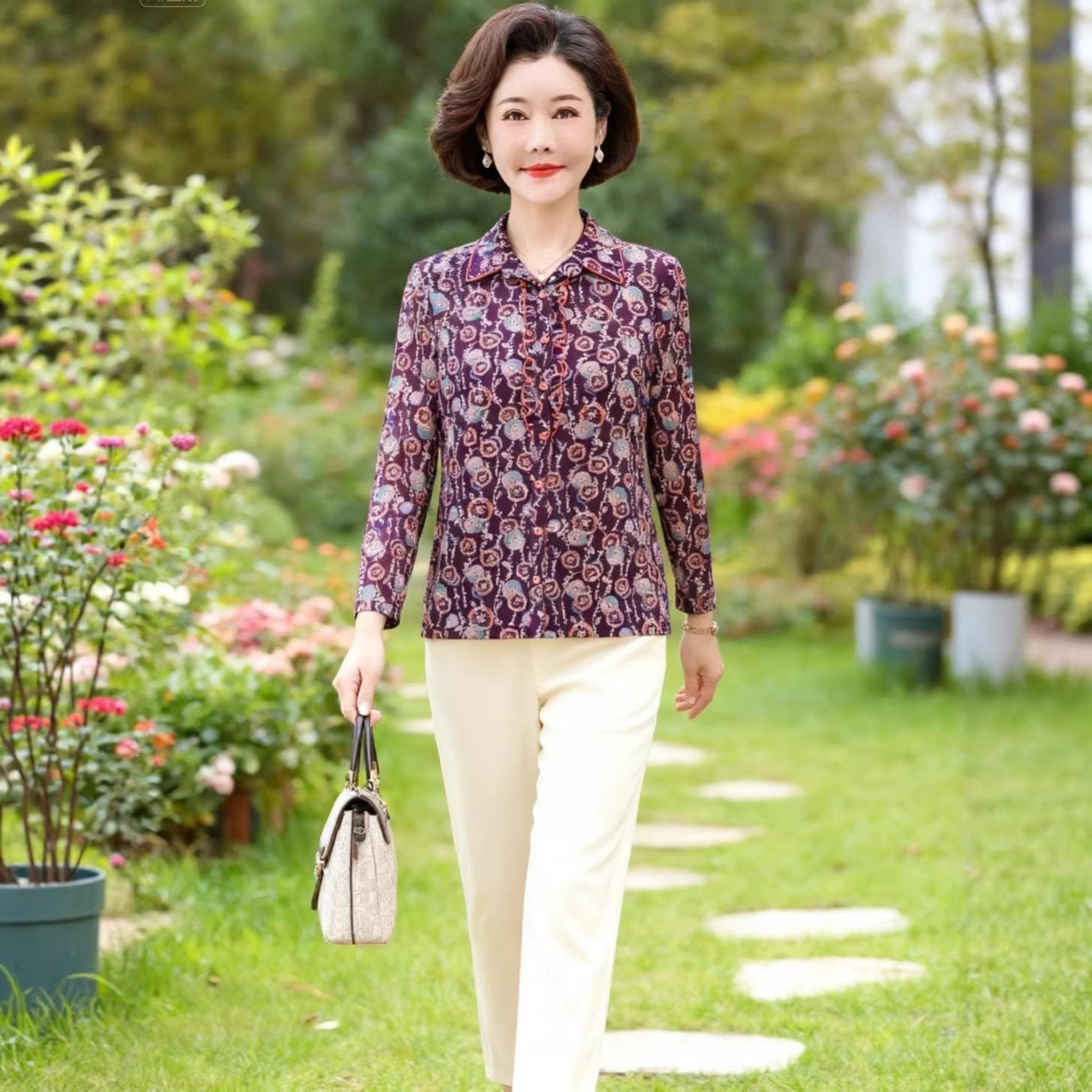 品牌特价台湾网纱衬衫中老年妈妈装长袖开衫上衣弹力大码洋气显瘦