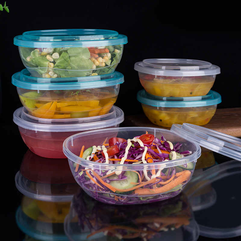 880ml加厚保鲜盒10个装沙拉碗塑料食品级饭盒密封打包盒快餐炒饭