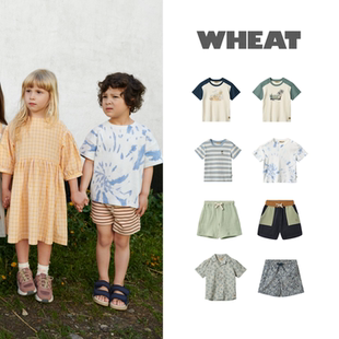 现货 丹麦小众 wheat 25ss 春夏 儿童男童T恤短裤 夏日棉纱