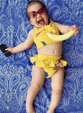 现货 HLT 21春夏新款 女童可爱蝴蝶结上衣短裤套装