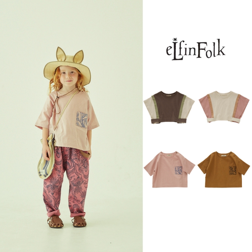 儿童时髦亲肤拼色廓形清凉T恤