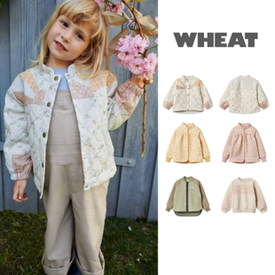 现货 丹麦wheat 25ss 春夏 儿童绗缝棉服夹棉经典拼色碎花外套