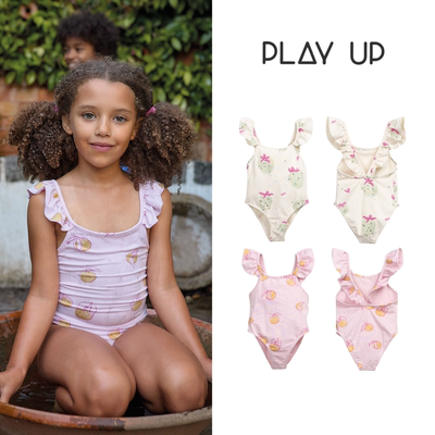 现货 葡萄牙 Play up 25ss春夏新款儿童舒适清新甜美花边泳衣