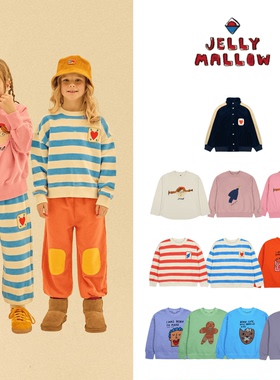 现货 Jelly Mallow 24aw 秋冬儿童印花保暖舒适 条纹 卫衣 外套