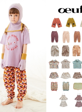 折 oeuf 春夏 儿童亲肤软糯百搭休闲裤亚麻长裤子 衬衣 背心 短裤