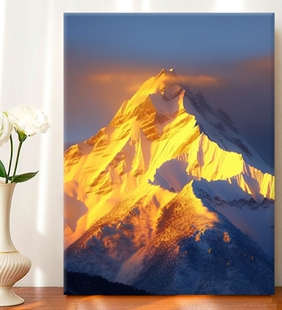 日照金山 数字油画diy梅里雪山自然风景治愈手工画填色摆件装饰画