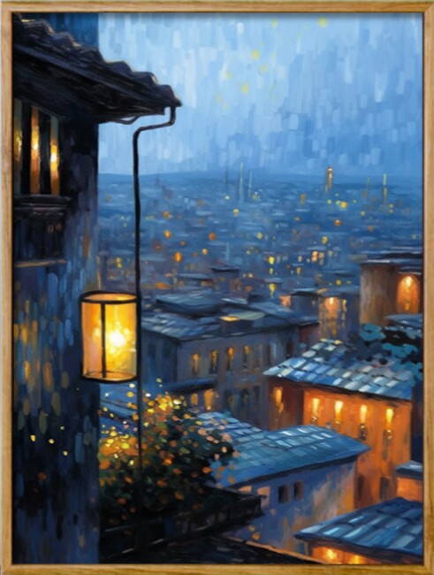 灯火阑珊处 数字油画diy莫奈风城市夜景治愈手工画填色摆件装饰画