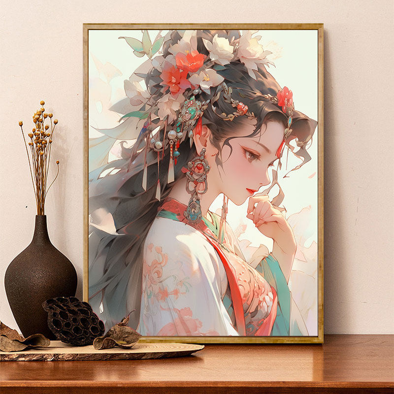 虞美人 数字油画diy古风汉服DIY/数字油画