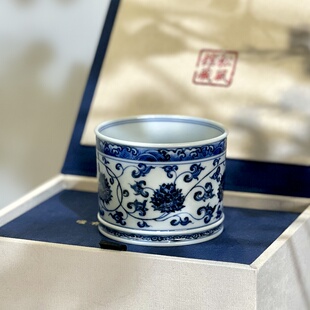 【松风馆】青花 缠枝莲直口杯