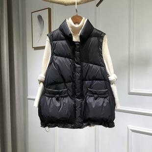 新中式 羽绒马甲90白鸭绒中国风盘扣立领宽松秋冬保暖背心外套 新款