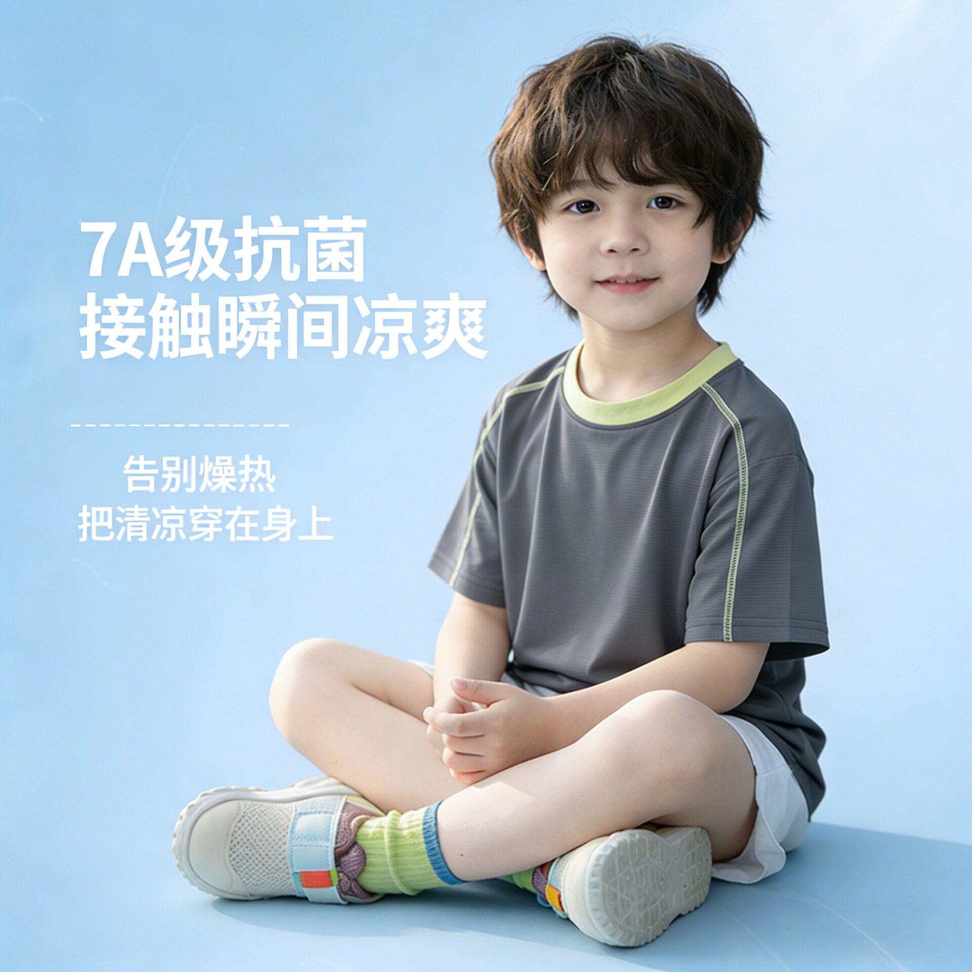 夏季童装短袖T恤7A级抗菌亲肤
