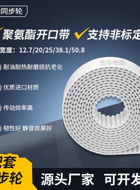L-12.7-15-20-25-30mm宽白色钢丝开口带聚氨酯钢丝皮带传动带现货