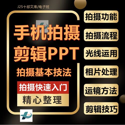 手机摄影摄像技巧运镜商品图片处理短视频制作流剪辑教学PPT