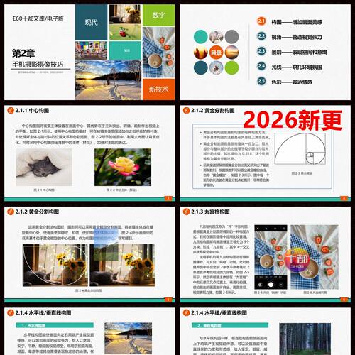 2026手机摄影摄像入门与后期处理教学PPT课件风景人物372页教案