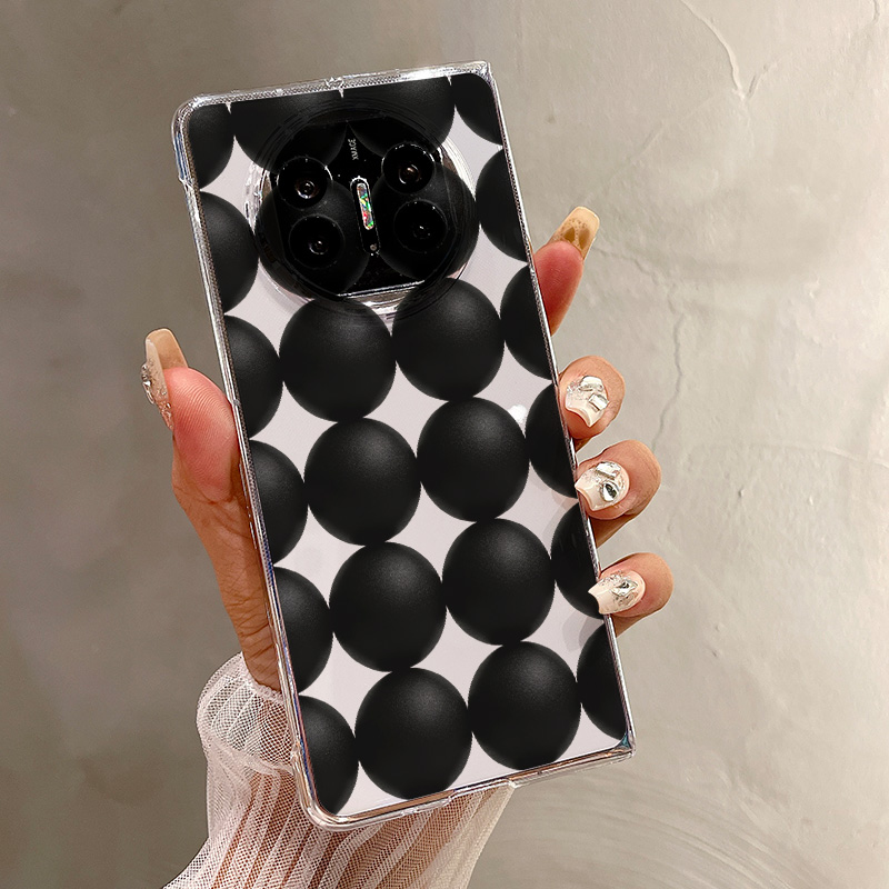 热瓜适用于华为MateX7/X6/X5/X3手机壳折叠屏保护套新款高档气质UV透明壳高级感全包防摔套渐变排列黑色圆球