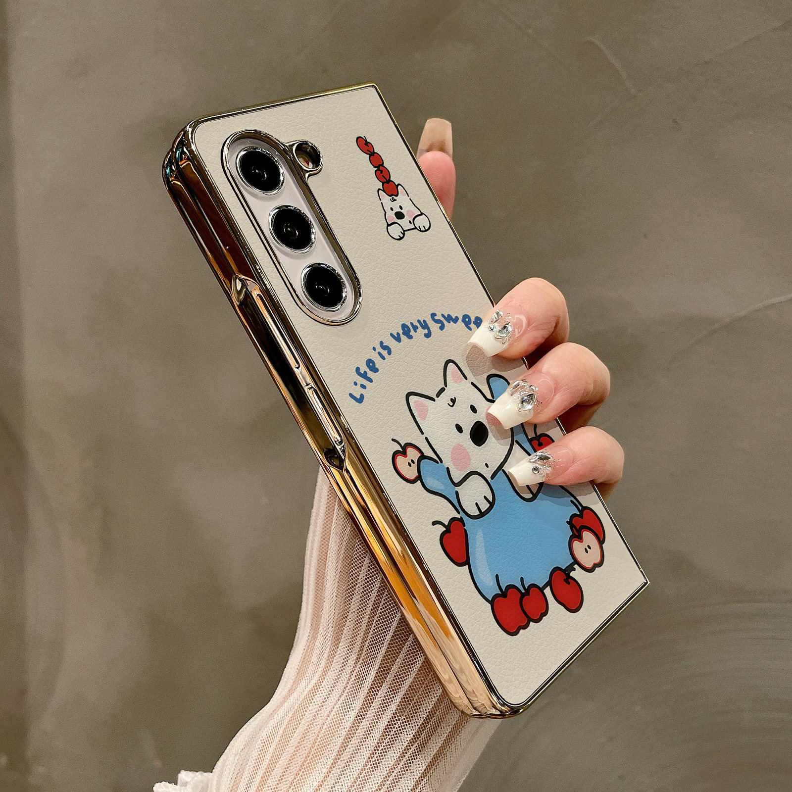 热瓜适用于三星GalaxyZFold7/6/5/4/3手机壳折叠屏保护套新款高档气质电镀金边高级感全包防摔套袋子水果小狗