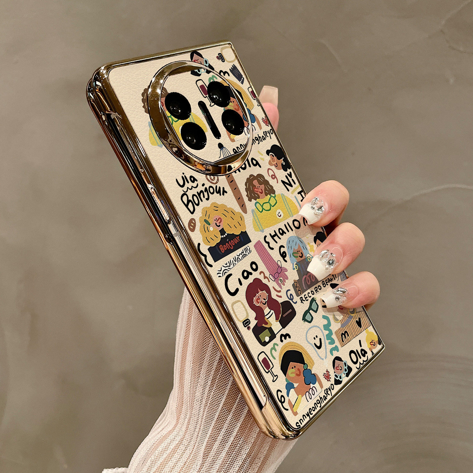 热瓜适用于华为MateX7/X6/X5/X3手机壳折叠屏保护套新款高档电镀金边外壳高级感全包防摔套涂鸦手绘卡通女孩,3C数码配件,手机保护套/壳,淘宝优惠券,粉丝福利购,淘宝优惠卷