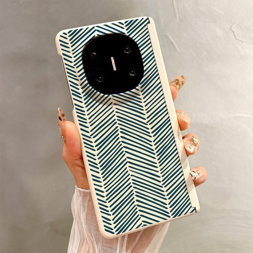 热瓜适用华为MateX7/X6/X5/X3手机壳中轴磁吸折叠屏保护套高档肤感新款奢华高级全包防摔套质感蓝色条纹线条