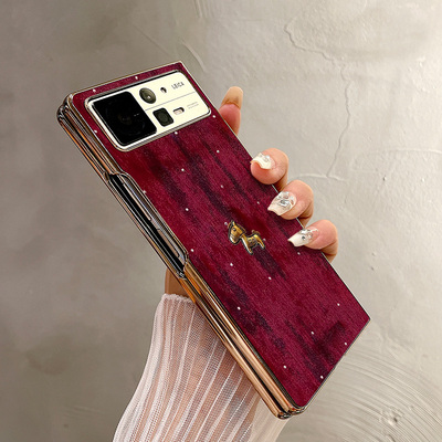 热瓜适用于小米MIXFold4/mixfold3/mixfold2手机壳折叠屏保护套新款高档气质电镀金边全包防摔套精致小金马标