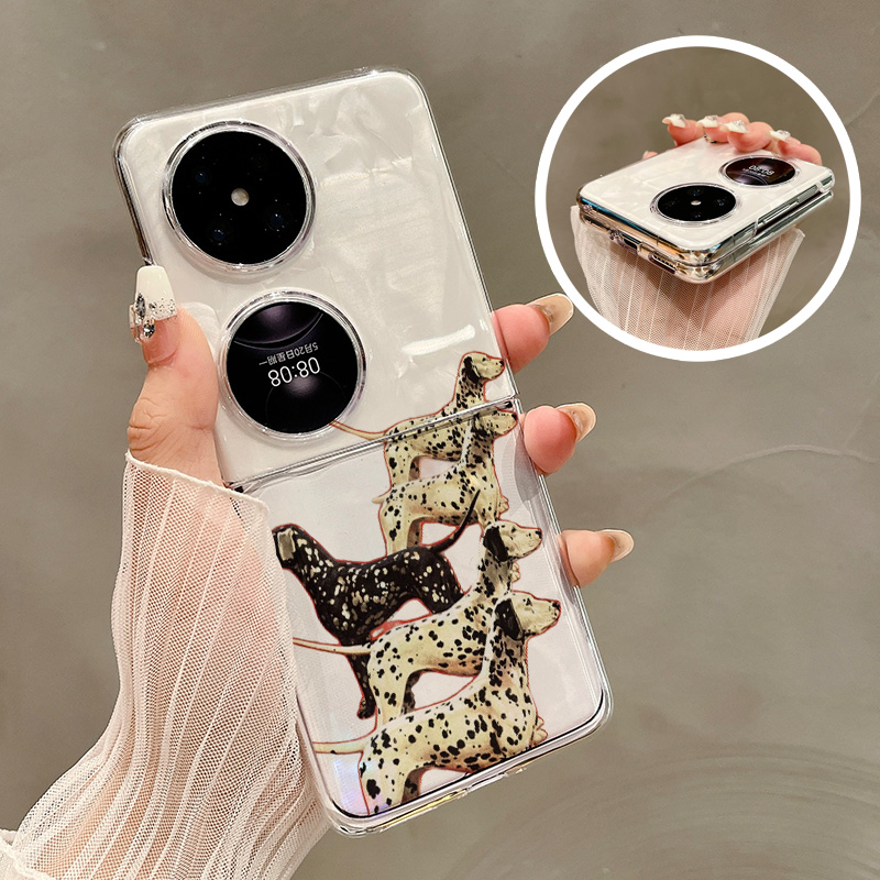 热瓜适用华为P50pocket手机壳Pocket2折叠屏保护套黑色奶油放哨狗狗UV透明壳新款pockets创意高档视窗全包套