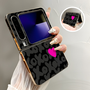 热瓜适用于华为PuraX手机壳新款 气质轻奢高级感全包防摔套创意xoxo粉色爱心 高档电镀皮纹折叠屏保护套典藏版