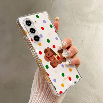 热瓜适用于三星GalaxyZFold7/6/5/4/3手机壳折叠屏保护套新款高档气质UV透明壳全包防摔套新年彩色波点小马t