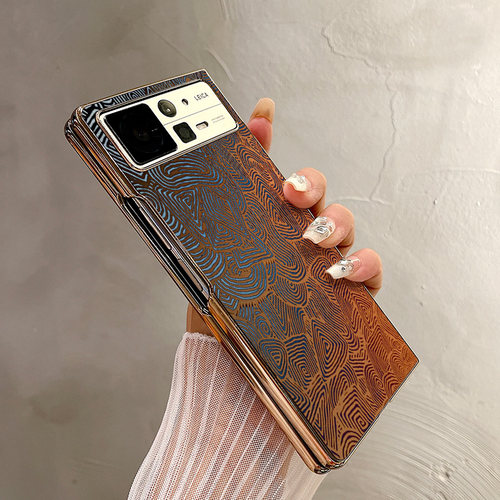 热瓜适用小米MIXFold4手机壳折叠屏保护套涂鸦渐变线条指纹电镀金边新款气质mixfold3高档mixfold2全包潮流套