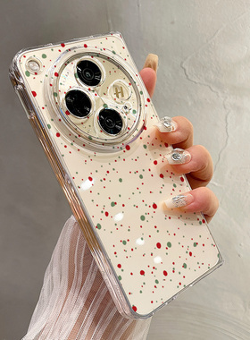 热瓜适用OPPOFindN5手机壳折叠屏保护套满屏红绿色小波点UV透明壳新款气质findn3/findn2高档折叠壳全包潮套