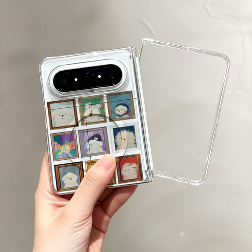 热瓜适用于小米18Fold手机壳折叠屏保护套新款中轴/背面无线磁吸UV透明壳轻薄高档全包潮防摔套相框潦草小狗