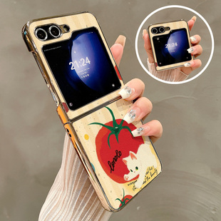 热瓜适用于三星GalaxyZFlip7/6/5/4/3手机壳折叠屏保护套新款高档气质电镀金边全包防摔套高级感可爱番茄猫咪