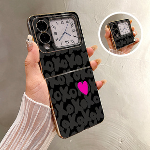 热瓜适用华为Novaflip手机壳折叠保护套高级感男女气质新款 电镀金边高档全包防摔套轻奢质感创意xoxo粉色爱心