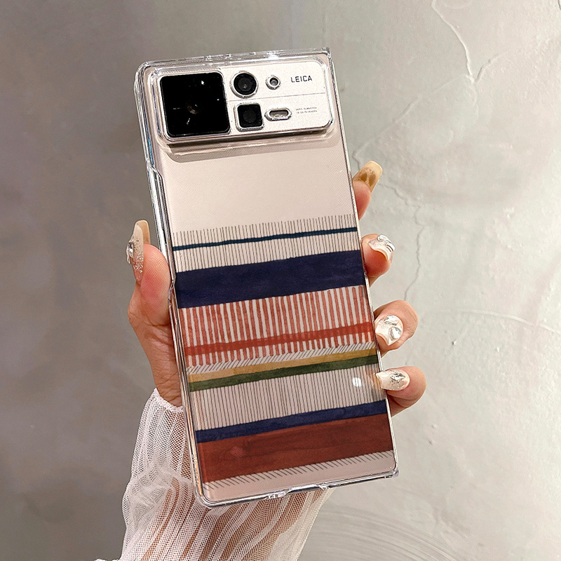 热瓜适用于小米MIXFold4/mixfold3/mixfold2手机壳折叠屏保护套新款高档气质UV透明壳全包防摔套简约条纹彩色