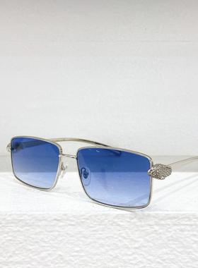 新款金属方形太阳眼镜男士0644S时尚镶钻遮阳墨镜女防紫外线蓝茶