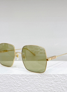 新款金属方形太阳眼镜女款1434S时尚遮阳墨镜男款防紫外线金绿茶