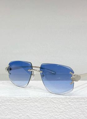 夏季新款金属无框太阳眼镜0645S男女通用遮阳墨镜时尚防紫外线蓝