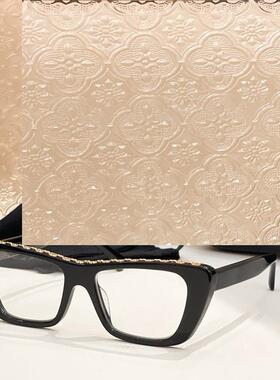 新款猫眼方框平光眼镜架女5540圆脸显瘦素颜光学镜男可配近视片黑