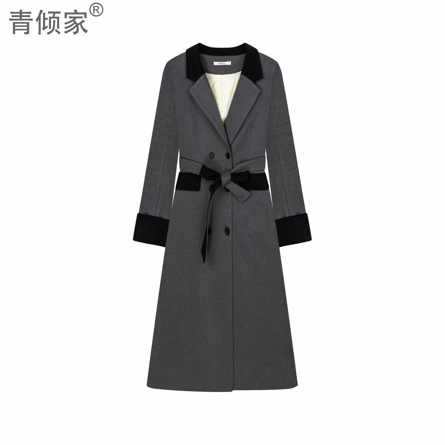 【新年新衣】冬季大胖mm高级感灰色翻领显瘦毛呢大衣