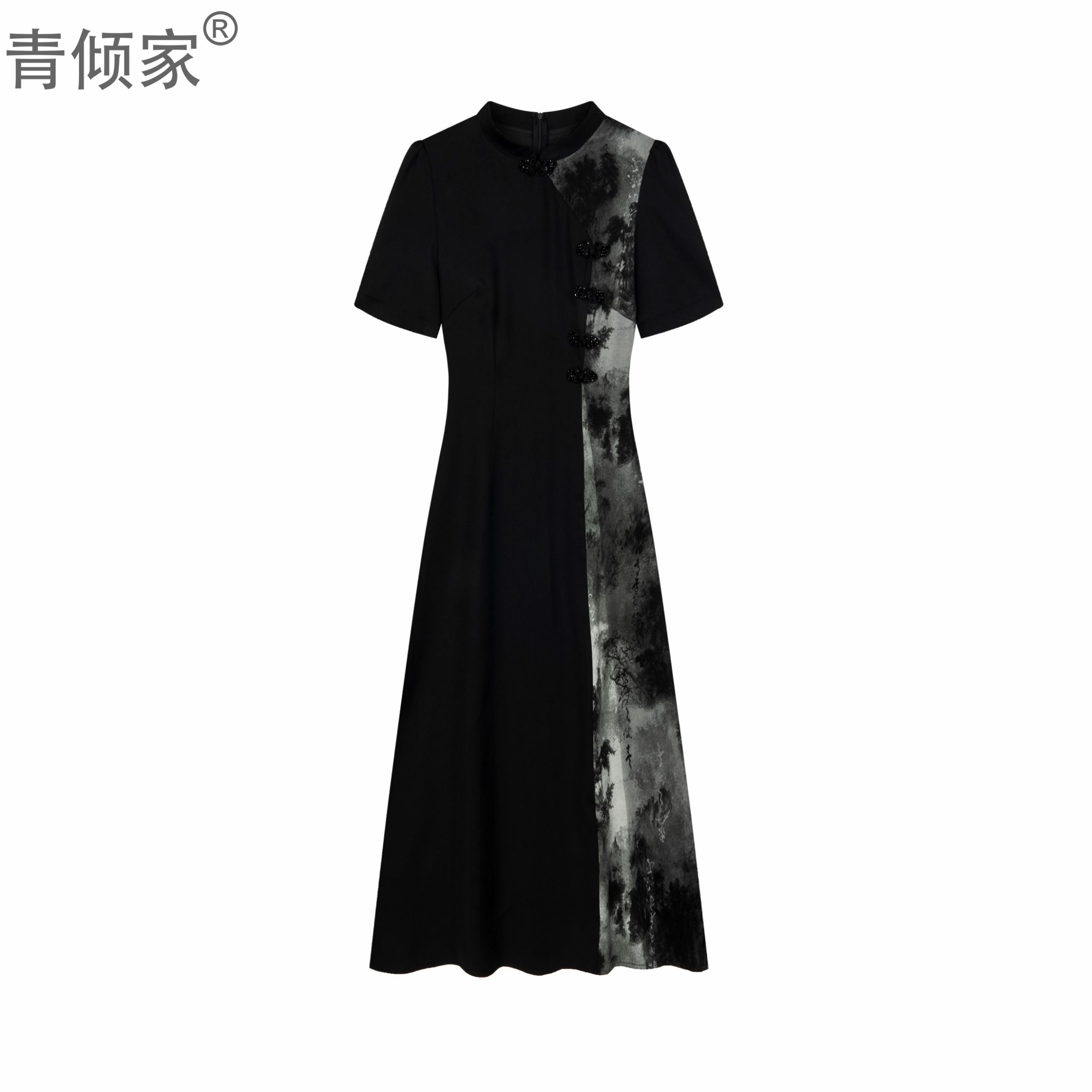 青倾家连理枝夏季新款女款国风收腰显瘦长款旗袍裙气质高级感满