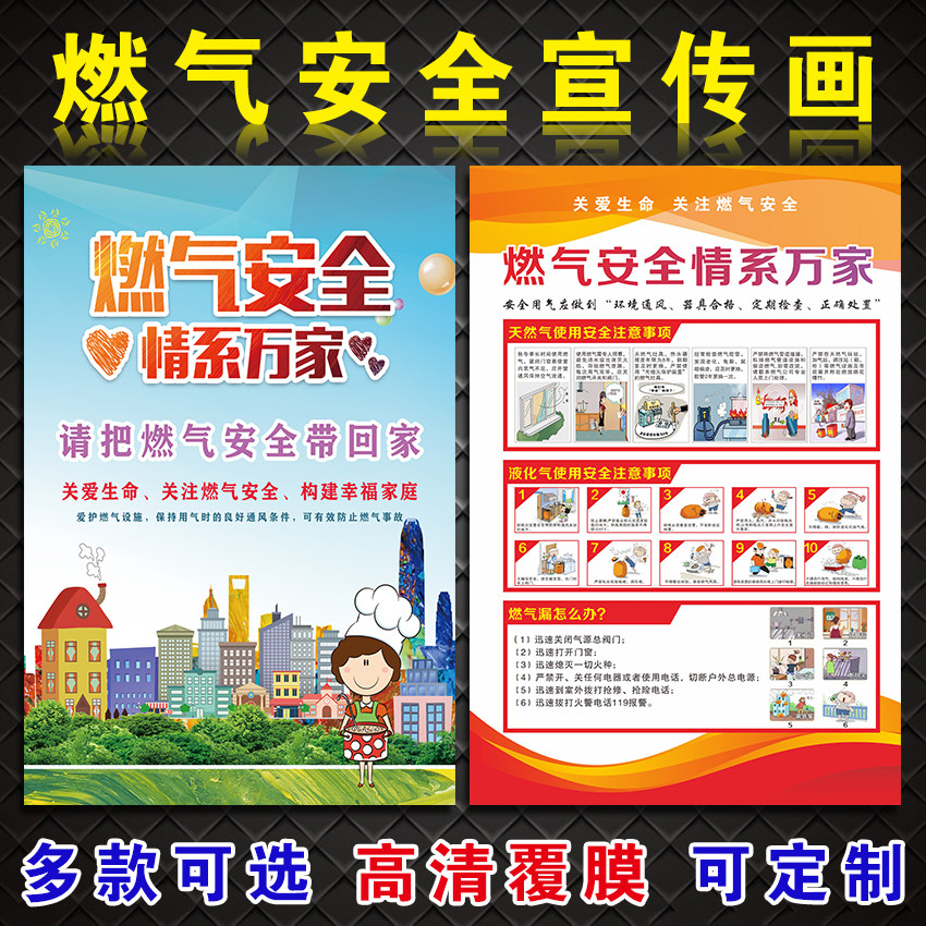 燃气安全知识宣传海报小区物业预防液化气天然气爆炸挂图贴画墙贴