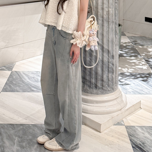 子设计感独特漂亮百搭显瘦宽松直筒阔腿牛仔裤 Morri chen高级感裤