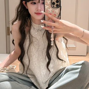 Morri 挂脖上衣 chen原创设计吊带背心女高级感超重工钉珠亮片法式