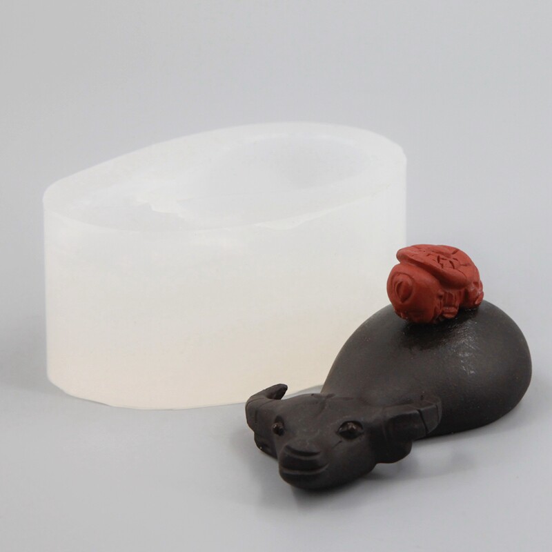 牧童水牛立体硅胶模具翻糖蛋糕装饰3d巧克力石膏捏捏蜡烛模食品级