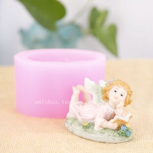 天使香薰石膏拓香石硅胶模具巧克力盐雕蛋糕树脂ab滴胶工艺品蜡烛