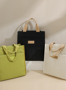 帆布手提袋餐袋饭盒包上班族便当袋男亚麻带饭包学生饭盒袋手提包