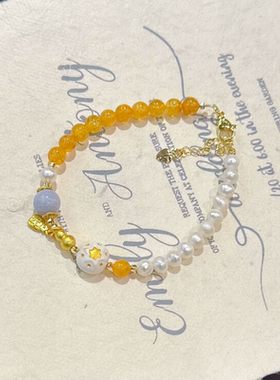 天然珍珠手链玛瑙多宝手串女国风送女朋友礼物串珠手饰串珠饰品